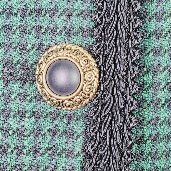 Vtg J. McLaughin for Sandro, Green Houndstooth, Blazer, Jacket, USA Made, Sz 12 - Picture 6 of 12